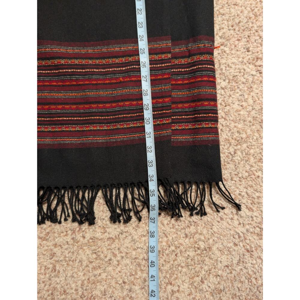 Worthington Vintage Wool Blend Black Fringe Hem Southwest Striped Wrap Skirt 10 - Picture 5 of 10